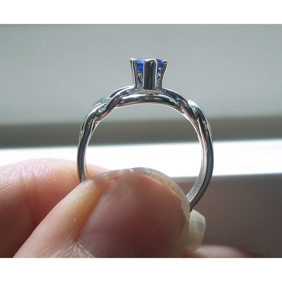 925 STERLING SILVER Marquise Blue Spinel Celtic Knot Ring - Picture 7 of 16